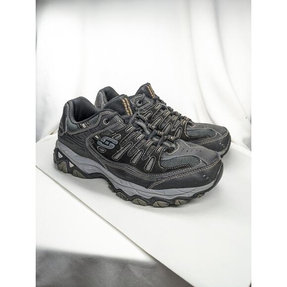 Skechers Afterburn Sneakers Mens 9 Black-Gray Cushioning Memory Foam Workwear - Picture 1 of 8